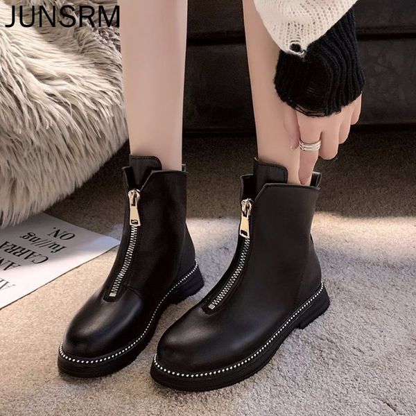 2020 woman short boots women autumn and winter new women's shoes women's boots plus velvet warm front zipper flat female, Black
2020 woman short boots women autumn and winter new women's shoes women's boots plus velvet warm front zipper flat female, Black