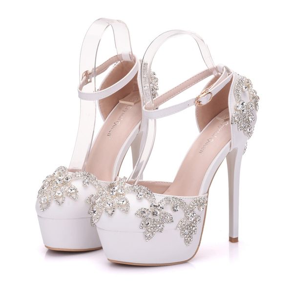 luxury rhinstone white bridal wedding single shoes 14cm thin heels ankle strap pointed high-heeled party pumps size 35-41, Black
luxury rhinstone white bridal wedding single shoes 14cm thin heels ankle strap pointed high-heeled party pumps size 35-41, Black