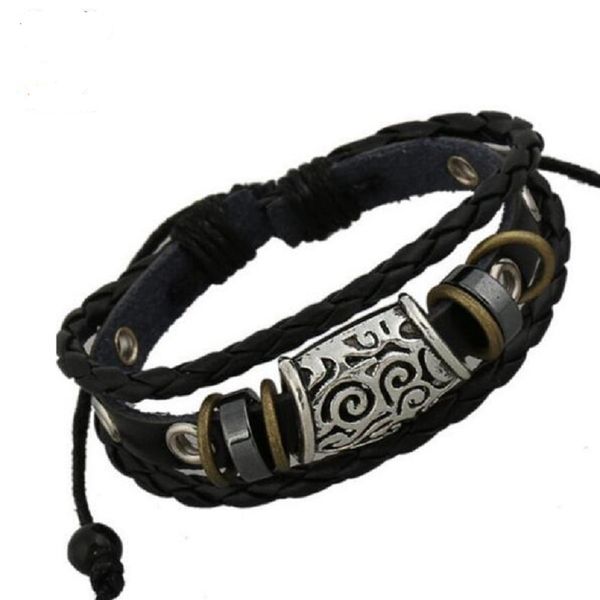 punk men's braided leather chain strap cuff bracelet antique silver plated tattoo circle bead charm bracelet vintage rope bangle, Golden;silver
punk men's braided leather chain strap cuff bracelet antique silver plated tattoo circle bead charm bracelet vintage rope bangle, Golden;silver