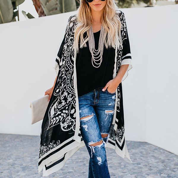 women's coat ladies beach summer stylish outdoor loose blouse fashion holiday printed sexy, Black;brown 
women's coat ladies beach summer stylish outdoor loose blouse fashion holiday printed sexy, Black;brown