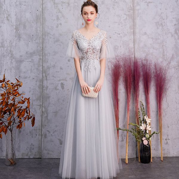 spring/summer new banquet evening dress female elegant host honey group shows thin gray bridesmaid dress, Black;red
spring/summer new banquet evening dress female elegant host honey group shows thin gray bridesmaid dress, Black;red
