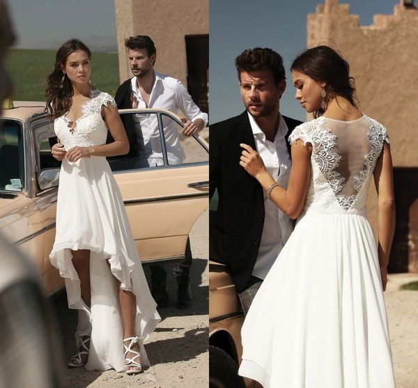 new arrival beach wedding gown dresses v neck hi low lace sleeves chiffon hollow back wedding bridal gowns vestido de novia, White
new arrival beach wedding gown dresses v neck hi low lace sleeves chiffon hollow back wedding bridal gowns vestido de novia, White