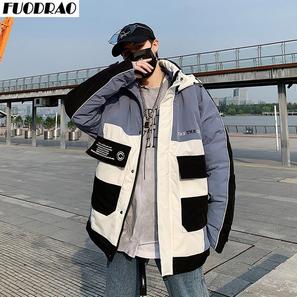 fuodrao loose thicken warm winter parka men patchwork jackets coats male harajuku jacket mans outwear hooded windbreaker j208, Black
fuodrao loose thicken warm winter parka men patchwork jackets coats male harajuku jacket mans outwear hooded windbreaker j208, Black