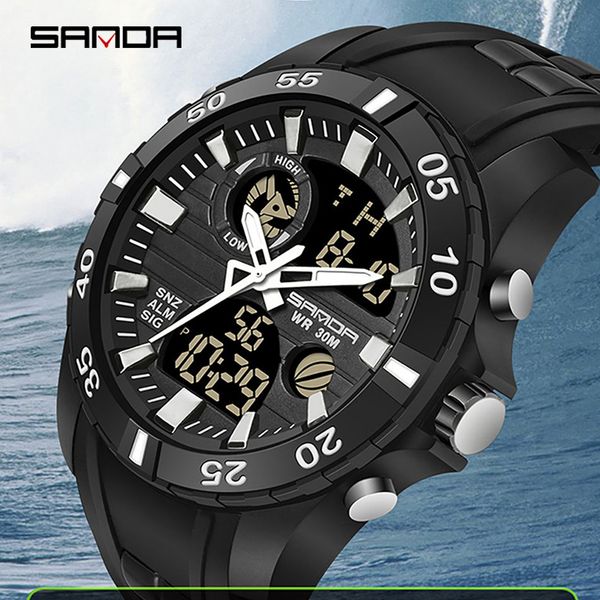sanda new s men sports watches big dial quartz digital watch for men led waterproof wristwatches, Slivery;brown
sanda new s men sports watches big dial quartz digital watch for men led waterproof wristwatches, Slivery;brown