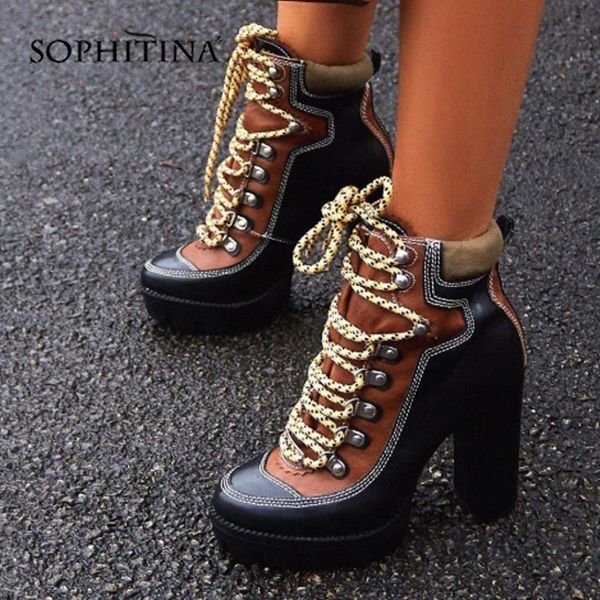 sophitina waterproof platform ankle boots fashion mixed colors lace-up square heel shoes women lady worker black brown boots h3
sophitina waterproof platform ankle boots fashion mixed colors lace-up square heel shoes women lady worker black brown boots h3