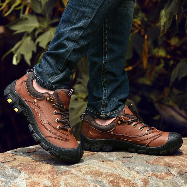 natural leather men boots outdoor autumn ankle boots waterproof lace up hiking men shoes, Black
natural leather men boots outdoor autumn ankle boots waterproof lace up hiking men shoes, Black