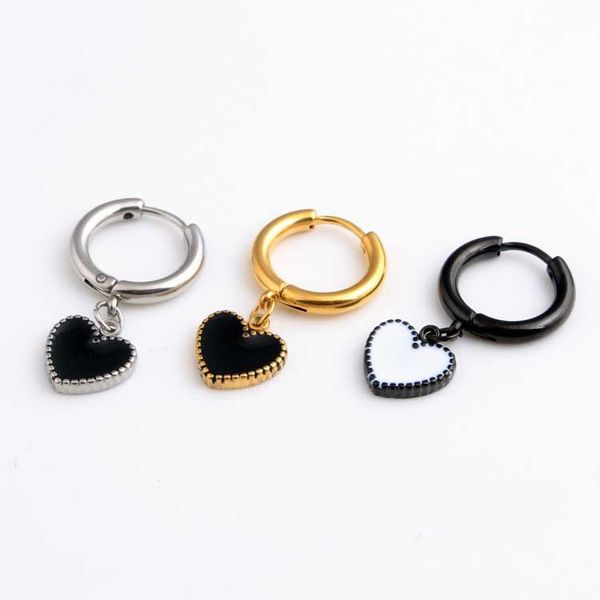 fashion heart hoop earrings silver gold black titanium steel women white black oil heart small loop circle hoop earring jewelry, Golden;silver
fashion heart hoop earrings silver gold black titanium steel women white black oil heart small loop circle hoop earring jewelry, Golden;silver