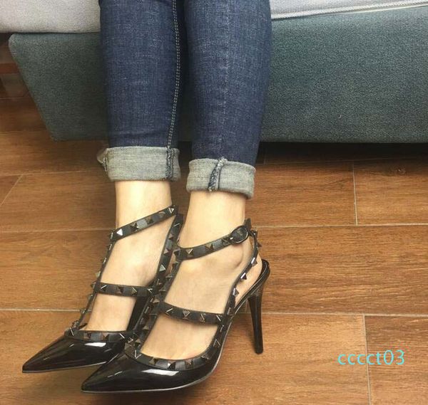 designer pointed toe 2-strap with studs high heels patent leather rivets sandals women studded strappy dress shoes valentine high heel ct03, Black
designer pointed toe 2-strap with studs high heels patent leather rivets sandals women studded strappy dress shoes valentine high heel ct03, Black