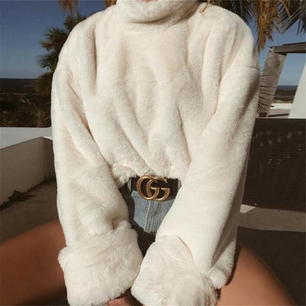 2019 fashion women turtleneck sweaters long sleeve soft plush autumn winter casual sweater thick warm faux fur pullover, White;black
2019 fashion women turtleneck sweaters long sleeve soft plush autumn winter casual sweater thick warm faux fur pullover, White;black