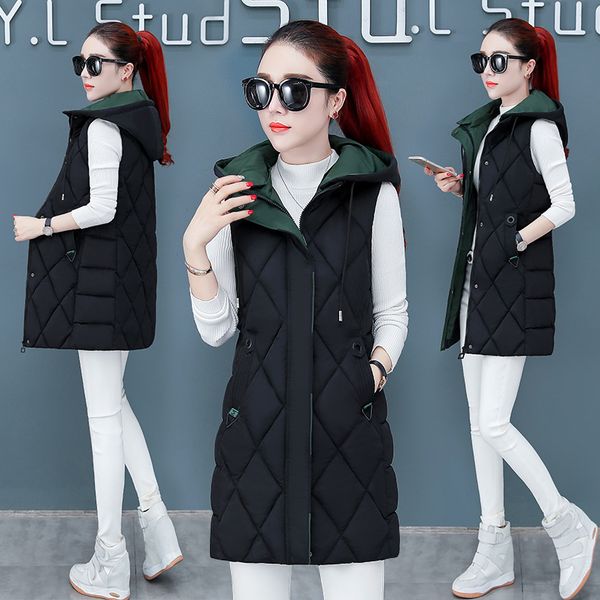 autumn and winter women's long section detachable cap slim down cotton vest jacket size s-xxl, Black;white
autumn and winter women's long section detachable cap slim down cotton vest jacket size s-xxl, Black;white