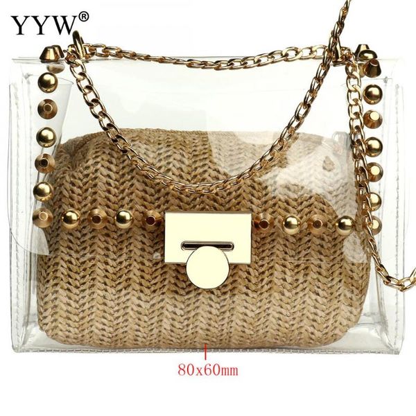 transparent plastic jelly bag crossbody bag with chain women's shoulder straw summer grass weave handbag torebki damskie
transparent plastic jelly bag crossbody bag with chain women's shoulder straw summer grass weave handbag torebki damskie