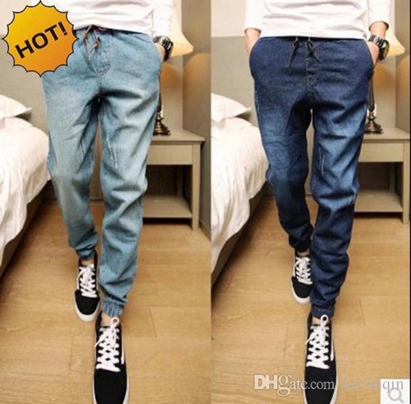 fashion 2016 teenagers leg foot slim fit denim jeans men drawstring ankle banded pants boys hip hop harem pants 28-34 bottoms, Blue
fashion 2016 teenagers leg foot slim fit denim jeans men drawstring ankle banded pants boys hip hop harem pants 28-34 bottoms, Blue