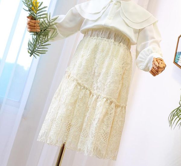 2020 spring girls beige lace patchwork tutu skirts wholesale