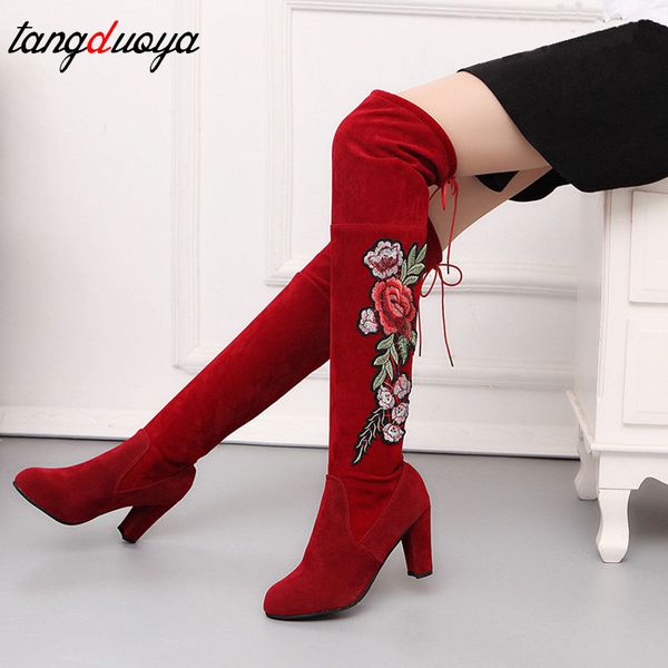 embroidery women winter boots knee high over knee boots women high heel heels faux suede warm shoes ladies, Black
embroidery women winter boots knee high over knee boots women high heel heels faux suede warm shoes ladies, Black