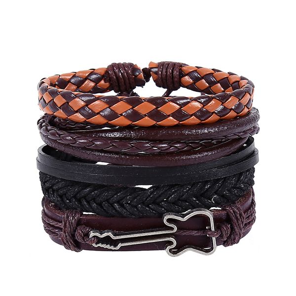 4pcs/set vintage cowhide leather woven beads wax string alloy guitar bracelets set for women men wristhand adjustable bangles, Golden;silver
4pcs/set vintage cowhide leather woven beads wax string alloy guitar bracelets set for women men wristhand adjustable bangles, Golden;silver