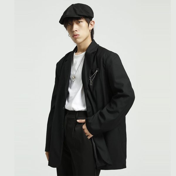 men's suits & blazers male vintage fashion streetwear hip hop loose suit jacket outerwear men chain casual blazer coat, White;black
men's suits & blazers male vintage fashion streetwear hip hop loose suit jacket outerwear men chain casual blazer coat, White;black