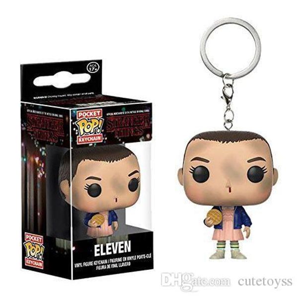 

good wholesale price funko pocket pop keychain - stranger things eleven with short hair vinyl figure keyring with box toy gift good quality