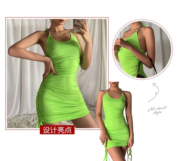 new product beautiful back hanging neck suspender skirt women drawstring slim dress tide, White
new product beautiful back hanging neck suspender skirt women drawstring slim dress tide, White
