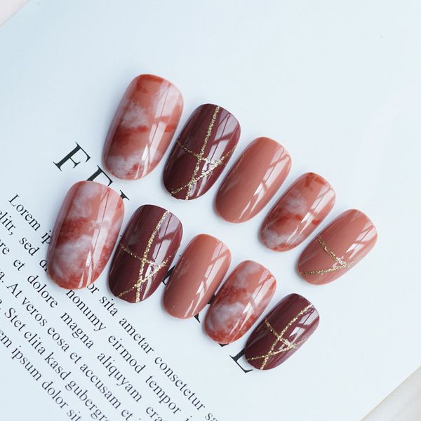 24pcs women sweet manicure decorations short pink elegent fake nail tips with glue full cover fashion simple false nail patches, Red;gold
24pcs women sweet manicure decorations short pink elegent fake nail tips with glue full cover fashion simple false nail patches, Red;gold