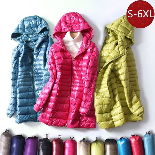 s~6xl women ultra light down jacket autumn winter warm white duck down parkas coat plus size long hooded thin outwear sf1056, Black
s~6xl women ultra light down jacket autumn winter warm white duck down parkas coat plus size long hooded thin outwear sf1056, Black
