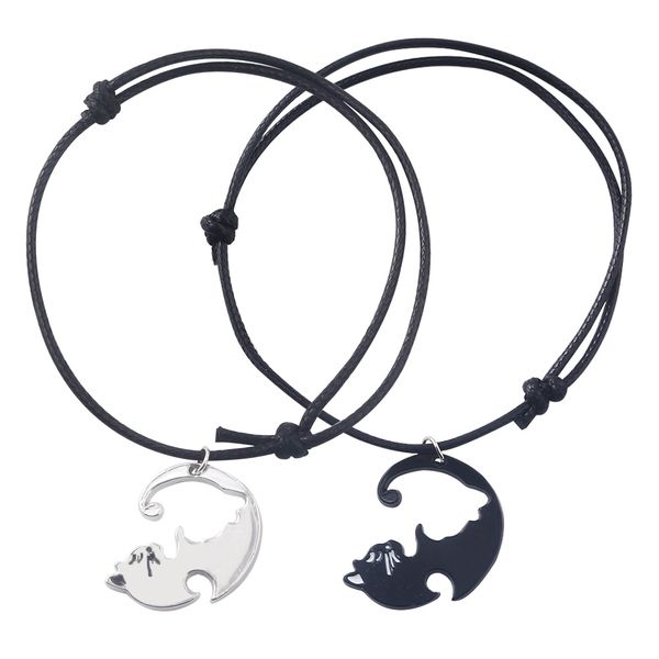 a pair black white cat couples bracelets bangles for women fashion jewelry cute pendants with leather chain bracelets lover gift, Golden;silver
a pair black white cat couples bracelets bangles for women fashion jewelry cute pendants with leather chain bracelets lover gift, Golden;silver