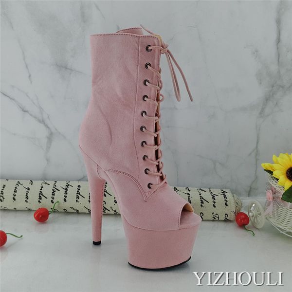 15 cm pole dancing boots with suede covered heels, platform open toes, stage show party ankle boots, Black
15 cm pole dancing boots with suede covered heels, platform open toes, stage show party ankle boots, Black