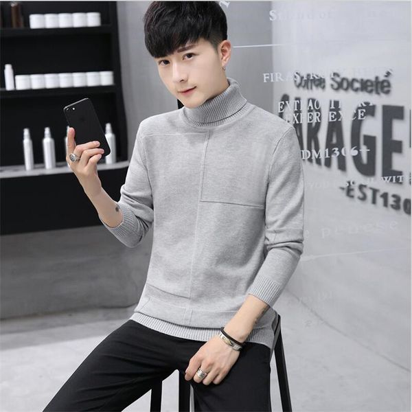 2018 new fashion men winter sweater casual pullover turtleneck solid patchwork quality knitted male sweaters, White;black
2018 new fashion men winter sweater casual pullover turtleneck solid patchwork quality knitted male sweaters, White;black