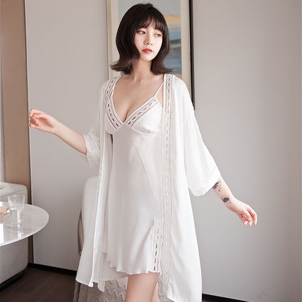 women's sleepwear spring sling bathrobe female nightgown with chest pad ice silk long sleeve nightwear two-piece suit home service, Black;red
women's sleepwear spring sling bathrobe female nightgown with chest pad ice silk long sleeve nightwear two-piece suit home service, Black;red