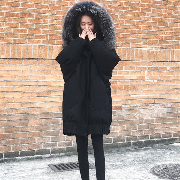 long section large size cotton clothing female 2019 winter fashion new fur collar hooded loose warm cotton coat jacket tide, Black
long section large size cotton clothing female 2019 winter fashion new fur collar hooded loose warm cotton coat jacket tide, Black