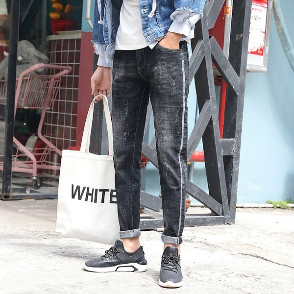 p shoot 2018 hong kong style japanese-style skinny elasticity slim fit jeans black and white with pattern, Black;brown
p shoot 2018 hong kong style japanese-style skinny elasticity slim fit jeans black and white with pattern, Black;brown