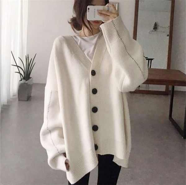 v-neck sweater women knitted cardigan sweaters loose large size lazy wind thickened cardigan knitting coat jacket, White;black
v-neck sweater women knitted cardigan sweaters loose large size lazy wind thickened cardigan knitting coat jacket, White;black