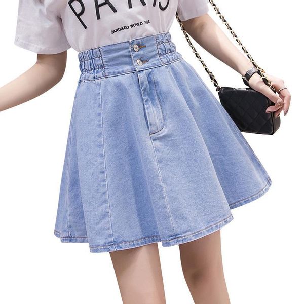 2020 new summer women fashion elegant denim a line mini tutu skirts female elastic high waist umbrella button jean skirt s312, Black
2020 new summer women fashion elegant denim a line mini tutu skirts female elastic high waist umbrella button jean skirt s312, Black