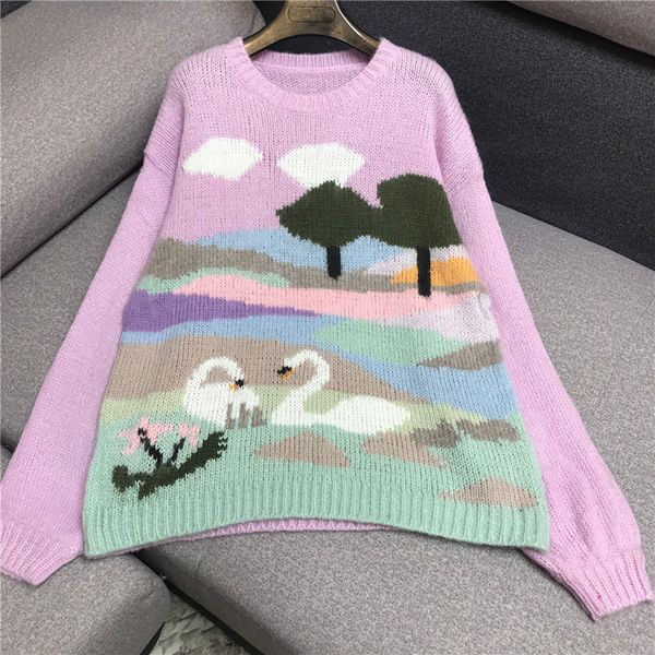 luxury designer brand knitted sweater for women vntage o neck dreamy mohair rainbow knitted pullovers sweater, White;black
luxury designer brand knitted sweater for women vntage o neck dreamy mohair rainbow knitted pullovers sweater, White;black