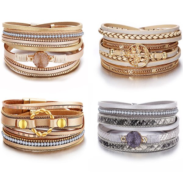 2019 new vintage crystal leather bracelets & bangles for women handmade multiple layer wristband bracelet fashionjewelry, Golden;silver
2019 new vintage crystal leather bracelets & bangles for women handmade multiple layer wristband bracelet fashionjewelry, Golden;silver