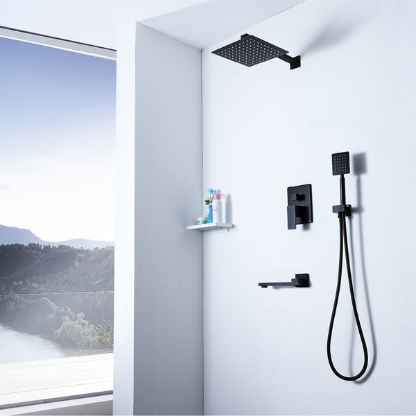 modern square rainfall shower head faucet ultra-thin 304 stainless steel shower faucets cold control with water spout