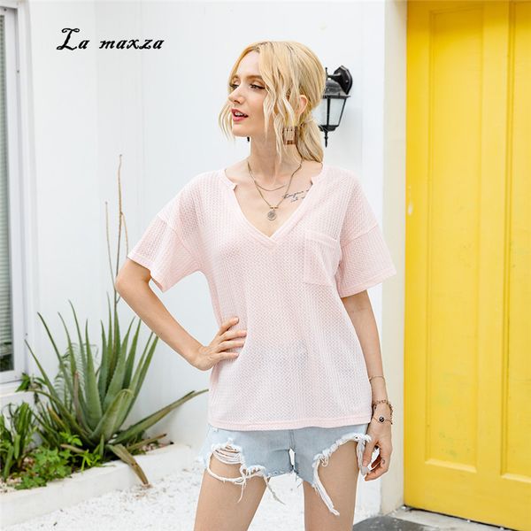women's t-shirt korean style 2021 women t shirts summer casual waffle v-neck pockets loose clothes, White
women's t-shirt korean style 2021 women t shirts summer casual waffle v-neck pockets loose clothes, White