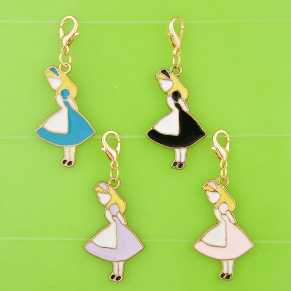 diy metal dangle enamel alice in wonderland girl charms with lobster clasp pendants for bracelet/necklace/earring jewelry making, Bronze;silver
diy metal dangle enamel alice in wonderland girl charms with lobster clasp pendants for bracelet/necklace/earring jewelry making, Bronze;silver