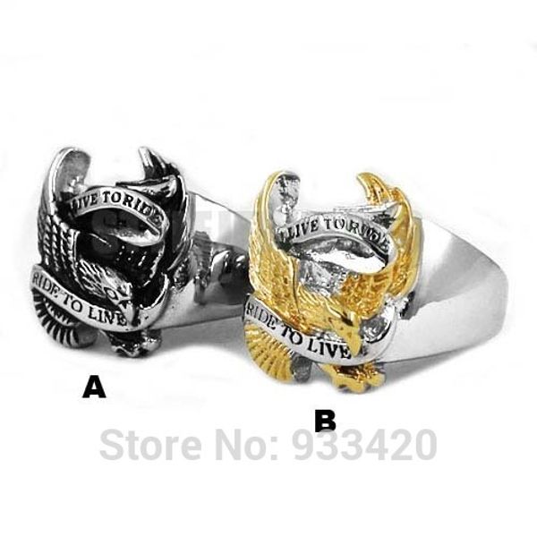 wholesale live to ride eagle biker ring stainless steel ring jewelry silver color gold classic motor cycles biker men 0005b, Golden;silver
wholesale live to ride eagle biker ring stainless steel ring jewelry silver color gold classic motor cycles biker men 0005b, Golden;silver