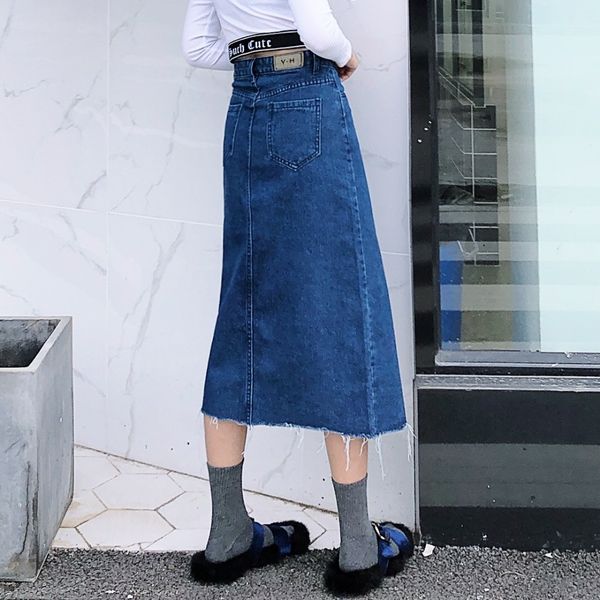 high waist denim skirt 2019 new winter retro fashionable wash water long half-length skirts slim, Black
high waist denim skirt 2019 new winter retro fashionable wash water long half-length skirts slim, Black