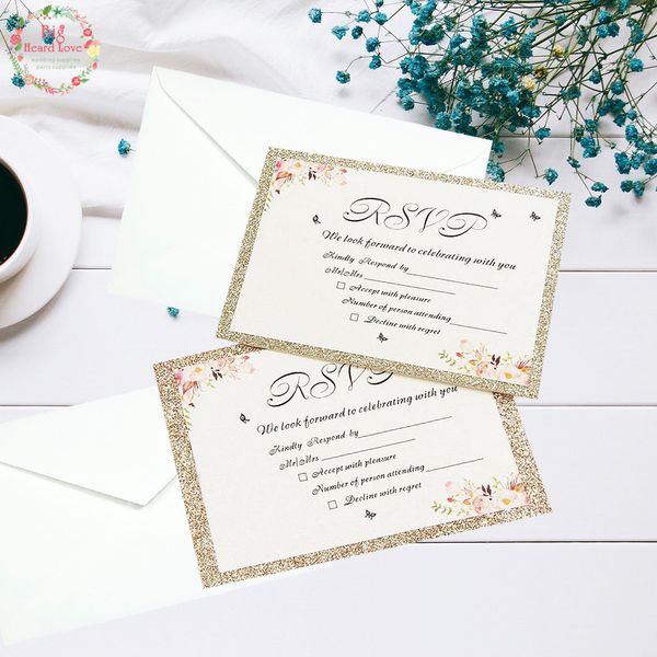 10sets glitte paper invitation card flower inlaid edge champagne and rose gold color rsvp card for guest with white envelope
10sets glitte paper invitation card flower inlaid edge champagne and rose gold color rsvp card for guest with white envelope
