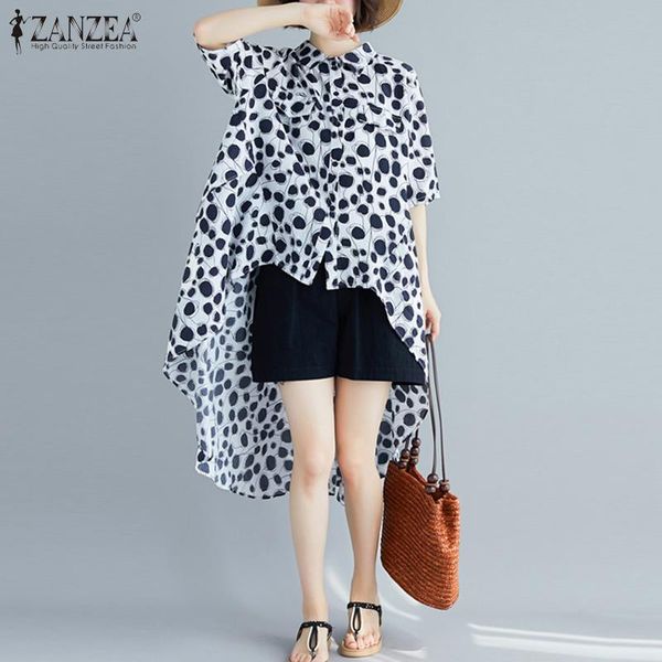 women's blouses & shirts zanzea women summer lapel neck short sleeve shirt printed blouse casual high low long tunic female irregualr, White 
women's blouses & shirts zanzea women summer lapel neck short sleeve shirt printed blouse casual high low long tunic female irregualr, White
