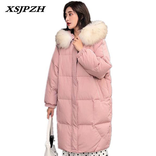2018 winter new women's down jacket long raccoon fur collar hooded outert white duck down thickened knee warm coat lb265, Black
2018 winter new women's down jacket long raccoon fur collar hooded outert white duck down thickened knee warm coat lb265, Black
