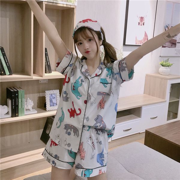 women's short-sleeved shorts pajamas summer thin cotton cute cartoon students loose home suit loli style pajamas for young, Black;red
women's short-sleeved shorts pajamas summer thin cotton cute cartoon students loose home suit loli style pajamas for young, Black;red