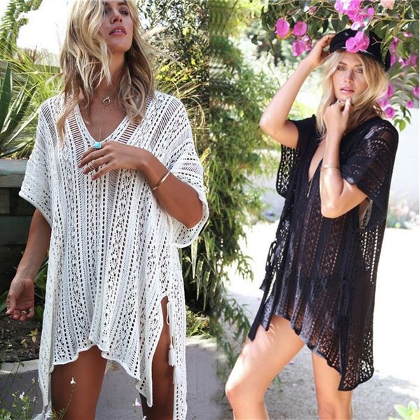 2019 new beach cover ups 15 colors bikini crochet knitted tassel tie beachwear summer swimsuit hollow out beach dress, Blue;gray
2019 new beach cover ups 15 colors bikini crochet knitted tassel tie beachwear summer swimsuit hollow out beach dress, Blue;gray