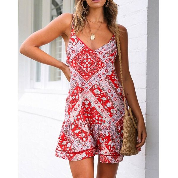 women boho floral dress sleeveless beach dress sundress 2019 summer deep v neck backless loose dresses, Black;gray
women boho floral dress sleeveless beach dress sundress 2019 summer deep v neck backless loose dresses, Black;gray
