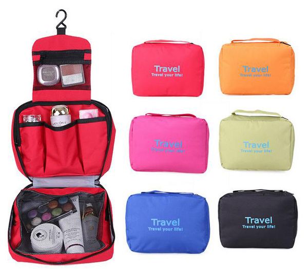 wholesale 300d polyester classic big capacity hanging cosmetic bag