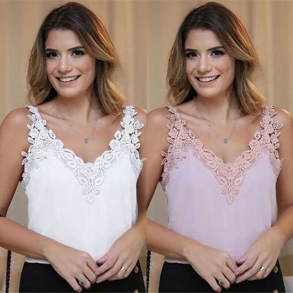 summer womens solid color loose lace straps deep v-neck vest sleeveless blouse casual tank t-shirt plus size s-5xl, White
summer womens solid color loose lace straps deep v-neck vest sleeveless blouse casual tank t-shirt plus size s-5xl, White