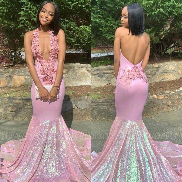 2020 pink shiny backless prom dresses deep v neck mermaid sequined 3d lace applique evening gowns, Black;red
2020 pink shiny backless prom dresses deep v neck mermaid sequined 3d lace applique evening gowns, Black;red