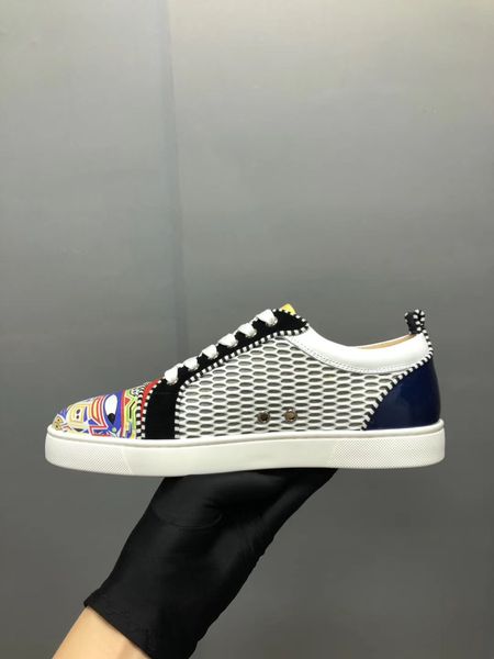 designer shoes fashion printing trend 2019 hip hop casual shoes for men s women s couple models red bottoms, Black