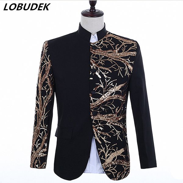 chinese tunic jacket black red white embroidery sequin uniform coat male singer host nightclub concert stage performance costume, Black;brown
chinese tunic jacket black red white embroidery sequin uniform coat male singer host nightclub concert stage performance costume, Black;brown
